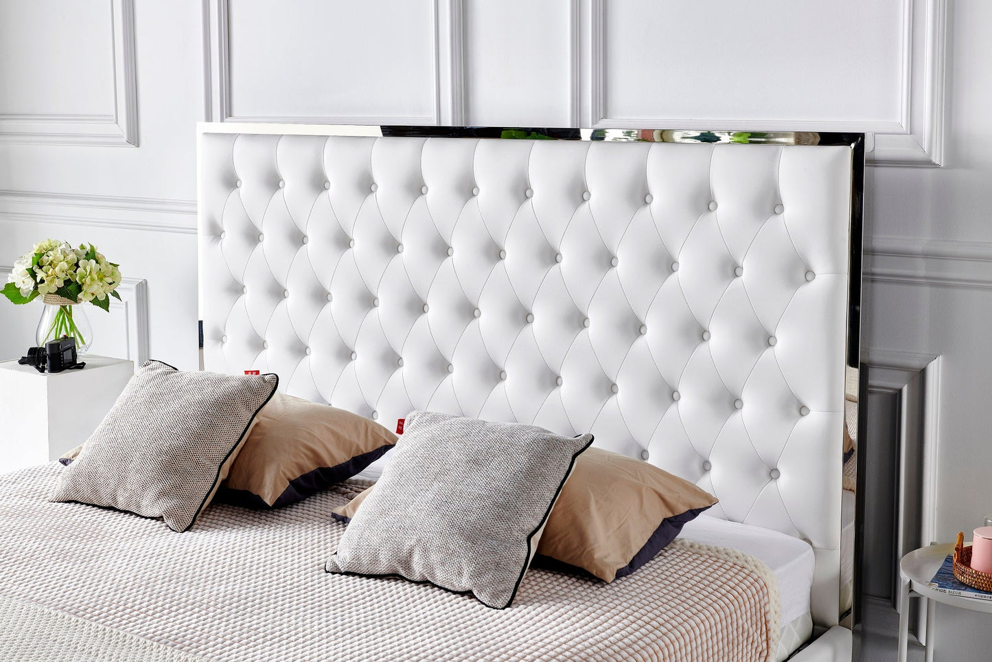 HF1910 Upholstered Bed Frame by Hibashi Furniture – handcrafted solid wood furniture made in India