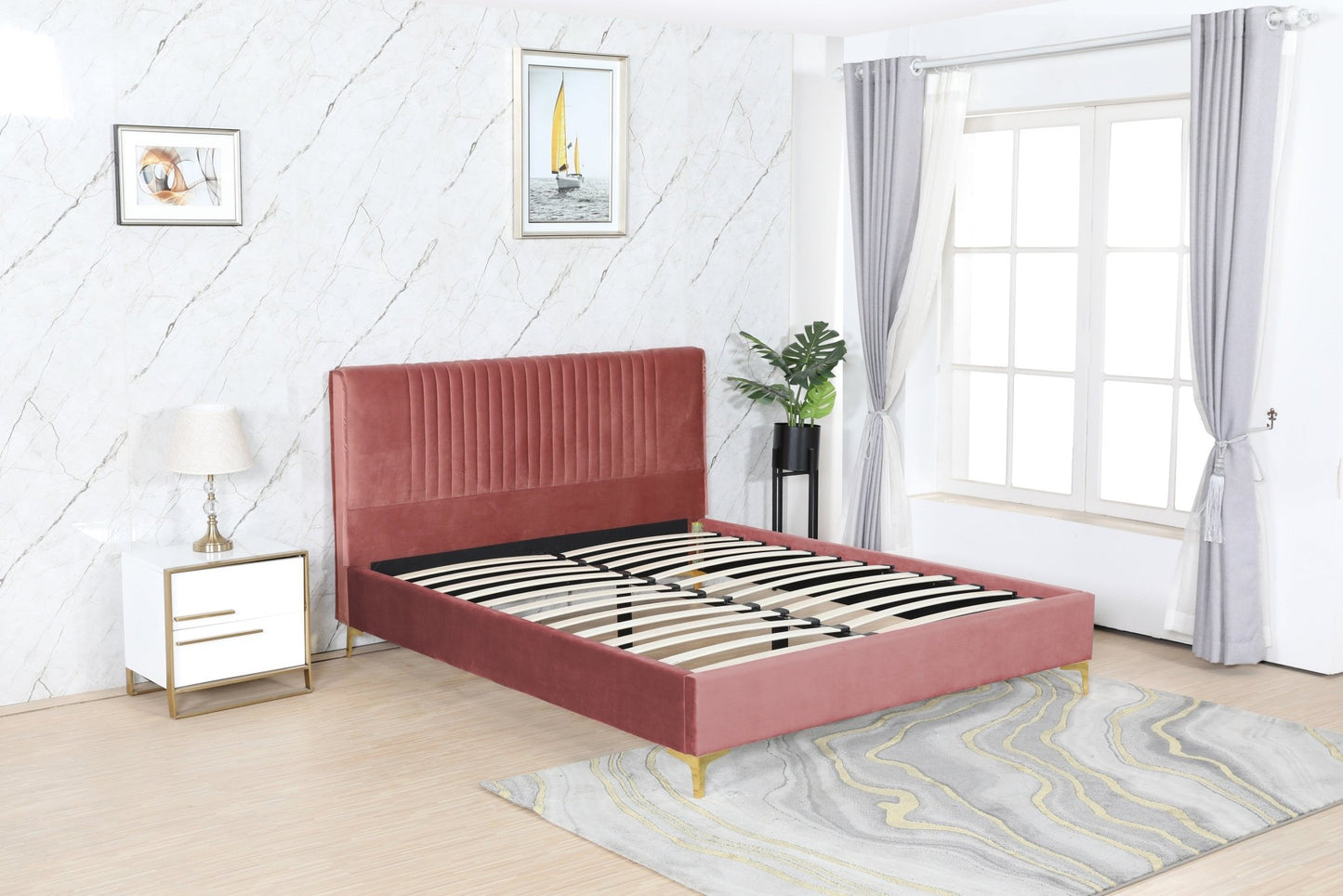HF2001 Upholstered Bed Frame by Hibashi Furniture – handcrafted solid wood furniture made in India