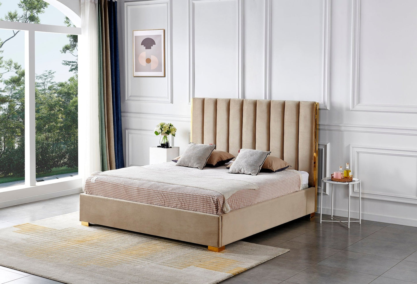 HF2002 Upholstered Bed Frame – handcrafted solid wood furniture