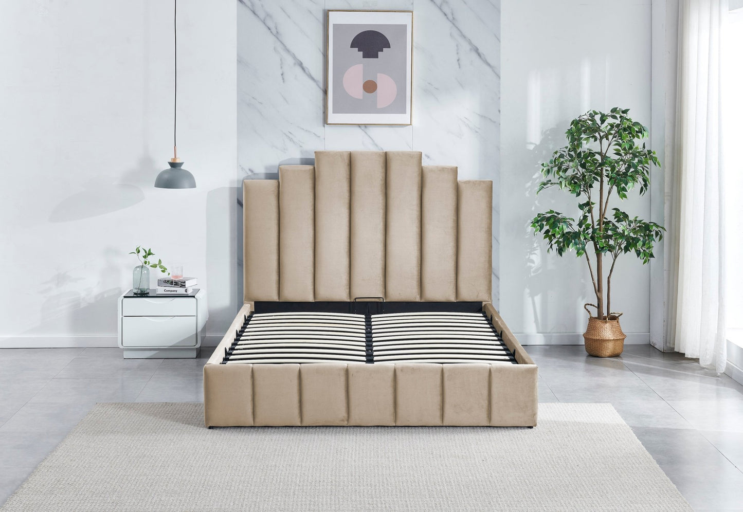 HF2003 Upholstered Bed Frame by Hibashi Furniture – handcrafted solid wood furniture made in India