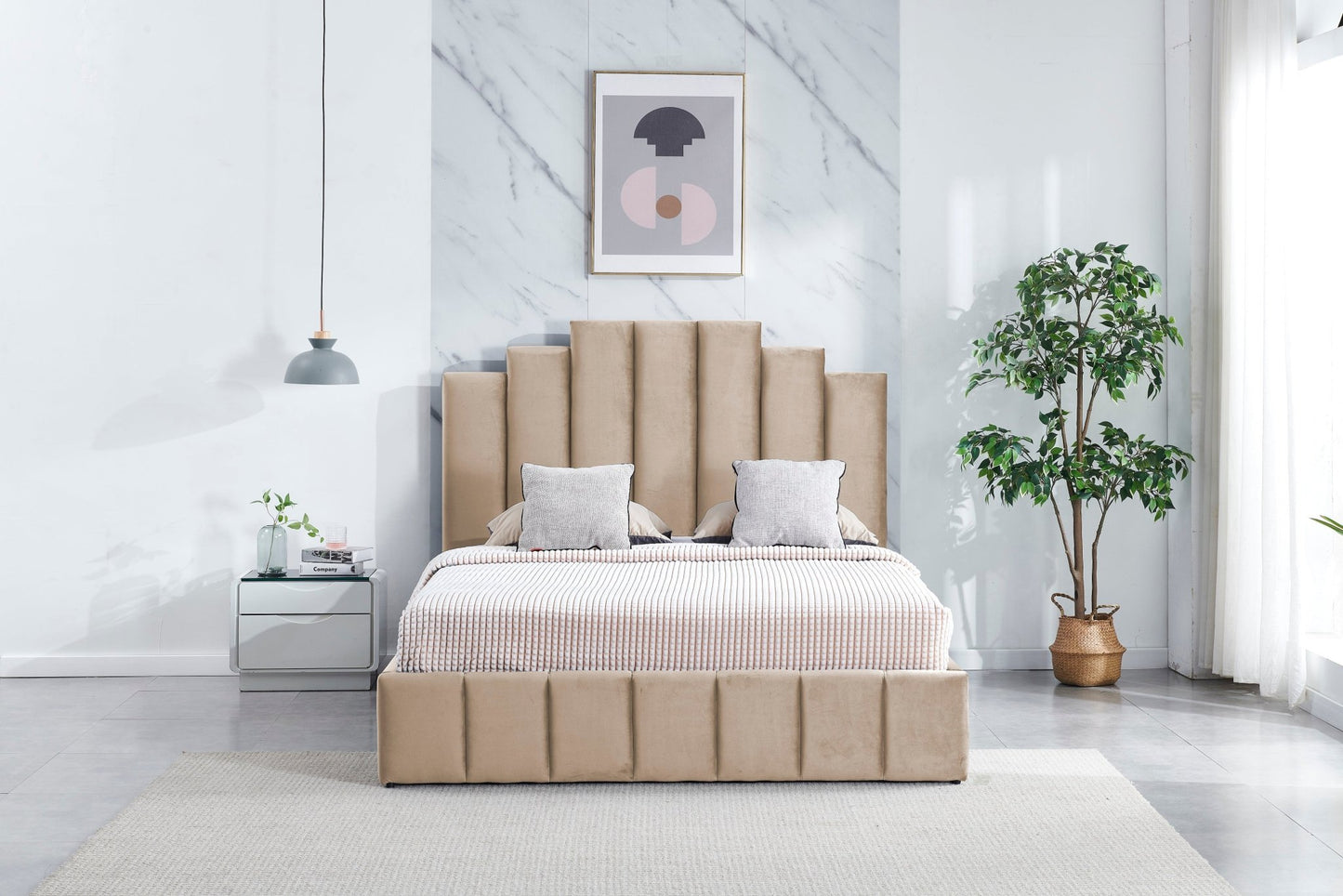 HF2003 Upholstered Bed Frame by Hibashi Furniture – handcrafted solid wood furniture made in India