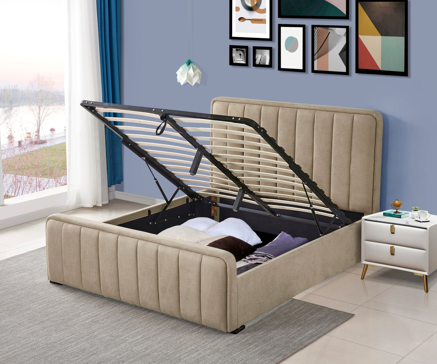 HF2012 Upholstered Bed Frame by Hibashi Furniture – handcrafted solid wood furniture made in India