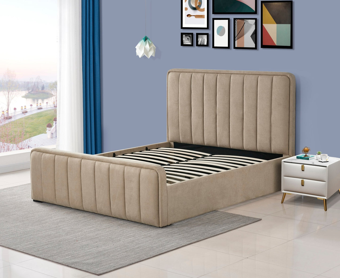 HF2012 Upholstered Bed Frame by Hibashi Furniture – handcrafted solid wood furniture made in India