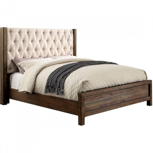 HIBASHI TUFTED RUSTIC NATURAL SOLID WOODEN BED FRAME – handcrafted solid wood furniture