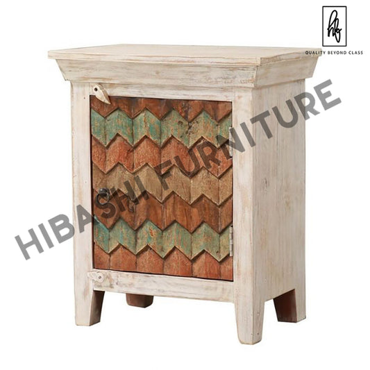 Hopefield Solid Wood White Distressed Bedside Table – handcrafted solid wood furniture