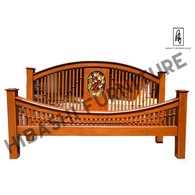 MODERNA Indian Hand Carved Mango Wood Bed