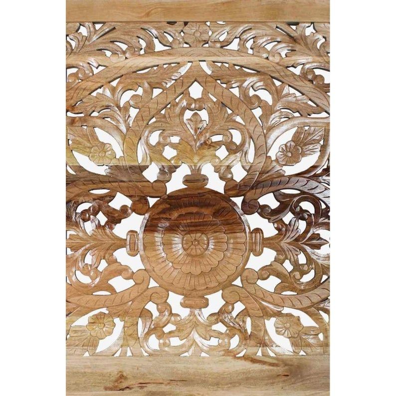 Cama de madera maciza india tallada a mano de la dinastía