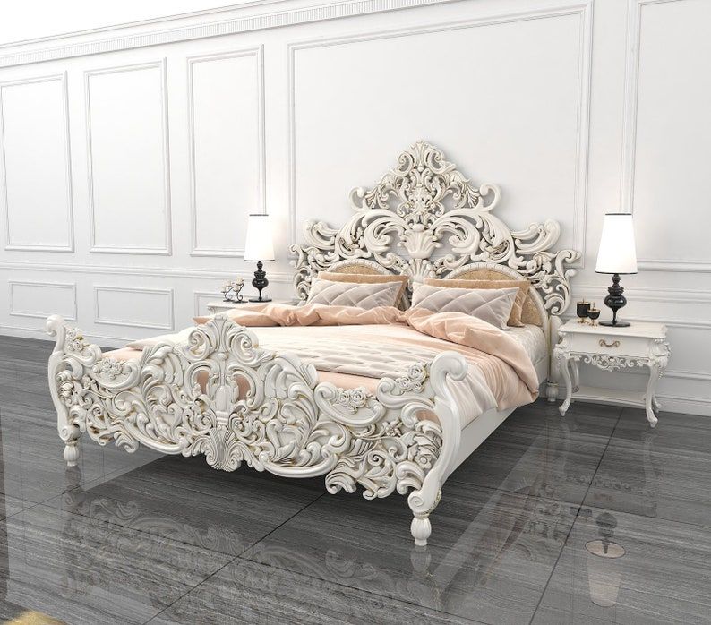 Bonita Indian Hand Carved Solid Mango Wood Bed