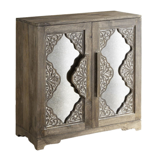 India Hand Carved Mirror Doors Sideboard – handcrafted solid wood furniture