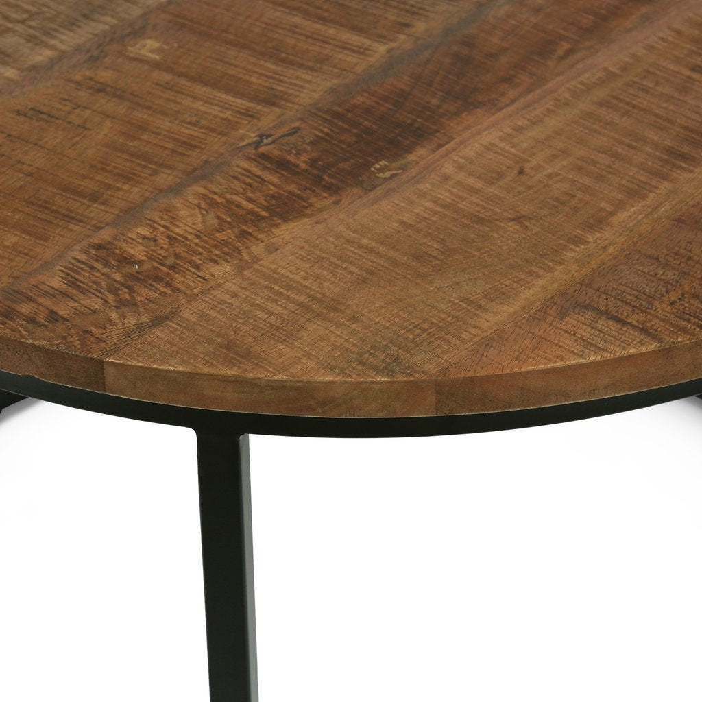 CATICLAN Industrial Handcrafted Mango Wood Nested Tables, Set of 2, Honey Brown and Black