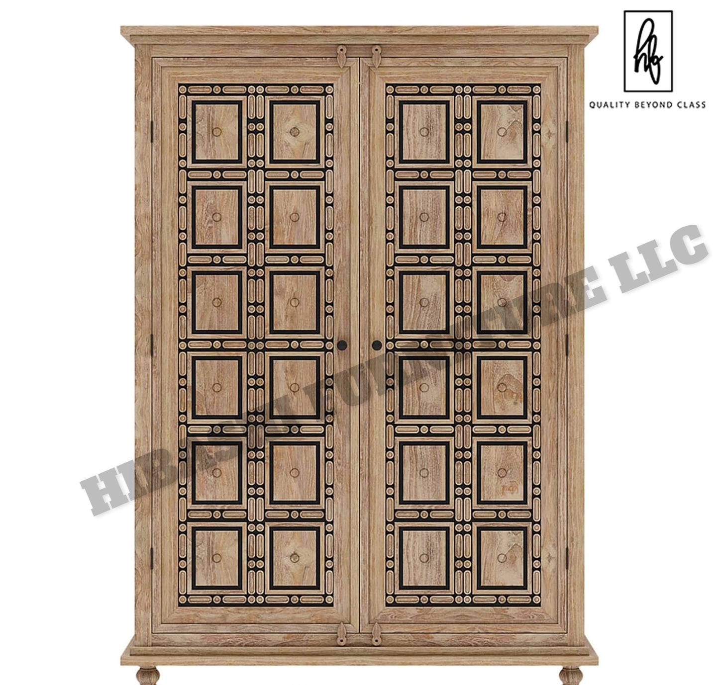KARINA Traditional Solid Wood Armoire Wardrobe With 4 Drawers – handcrafted solid wood furniture