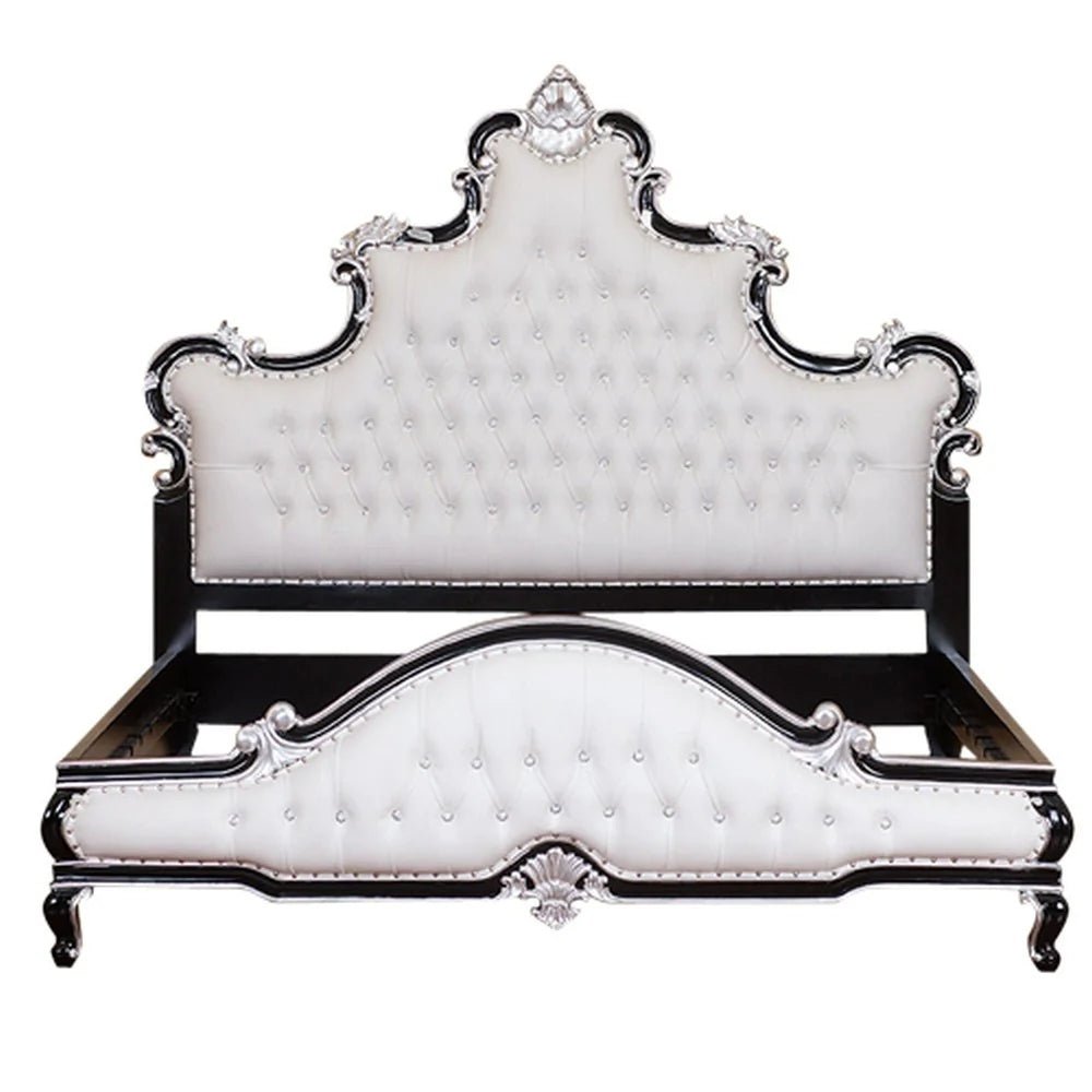 Kate Hand Carved Solid Wooden Tufted Bed by Hibashi Furniture – handcrafted solid wood furniture made in India
