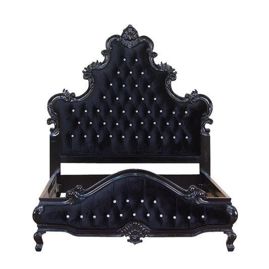 Kate Hand Carved Solid Wooden Tufted Bed – handcrafted solid wood furniture