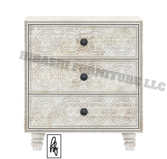 KHALIFA Hand carved Bedside Table – handcrafted solid wood furniture