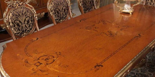 KING HAND CARVED ROYAL CARVING DESIGN DINING TABLE SET – handcrafted solid wood furniture