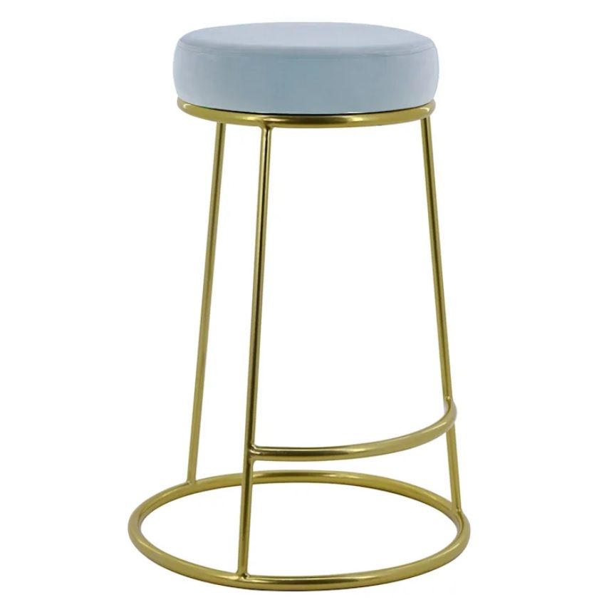 KINTA Blue Velvet Stool With Gold Base – handcrafted solid wood furniture