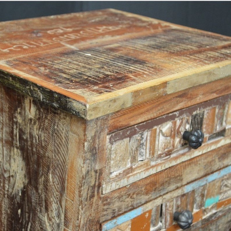 Liberty Reclaimed Wood Chest of 5 Drawers Tallboy by Hibashi Furniture – handcrafted solid wood furniture made in India