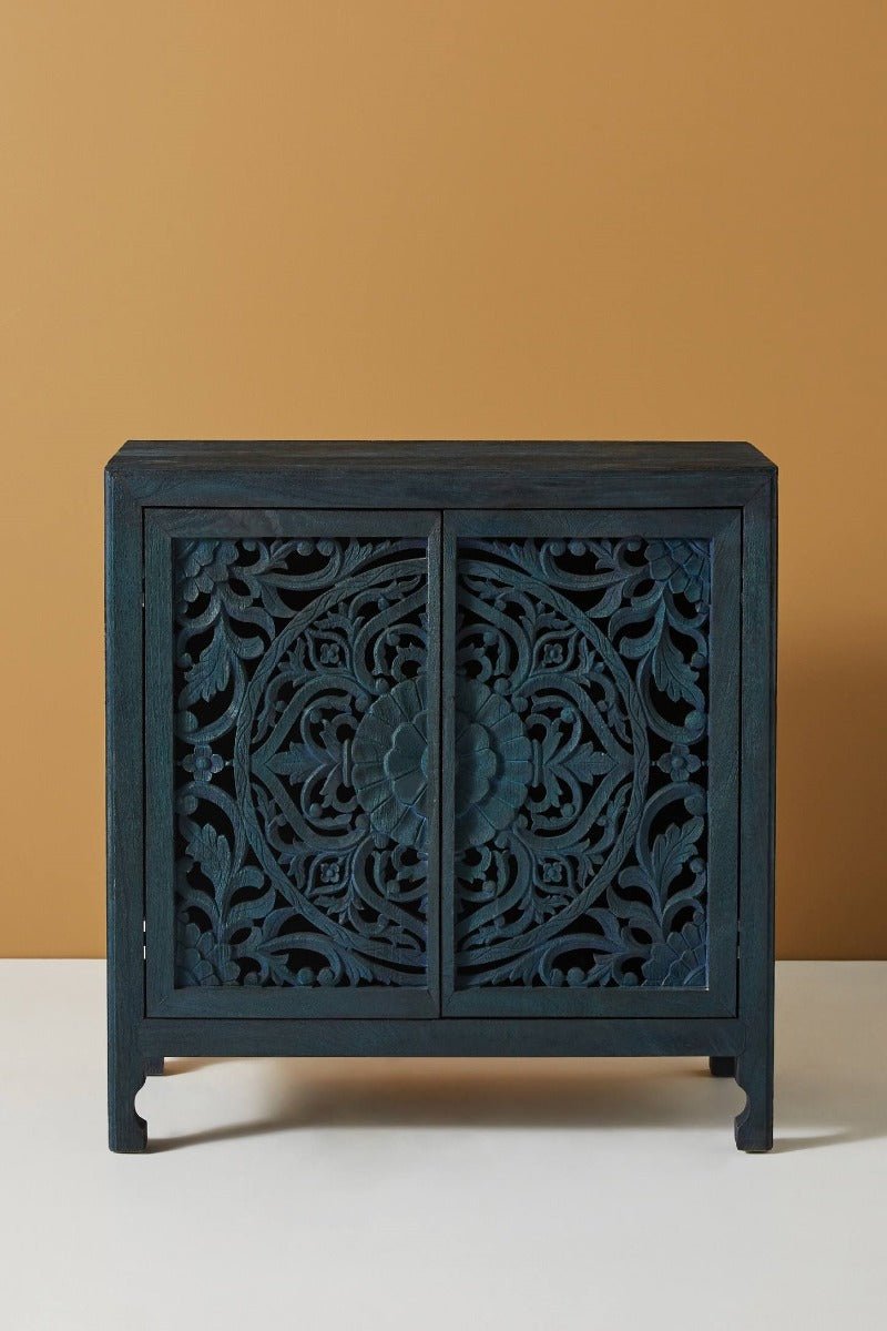 Lombok Hand carved Indian Style Entryway Cabinet / Hand Made Wooden Sideboard cabinet by Hibashi Furniture – handcrafted solid wood furniture made in India