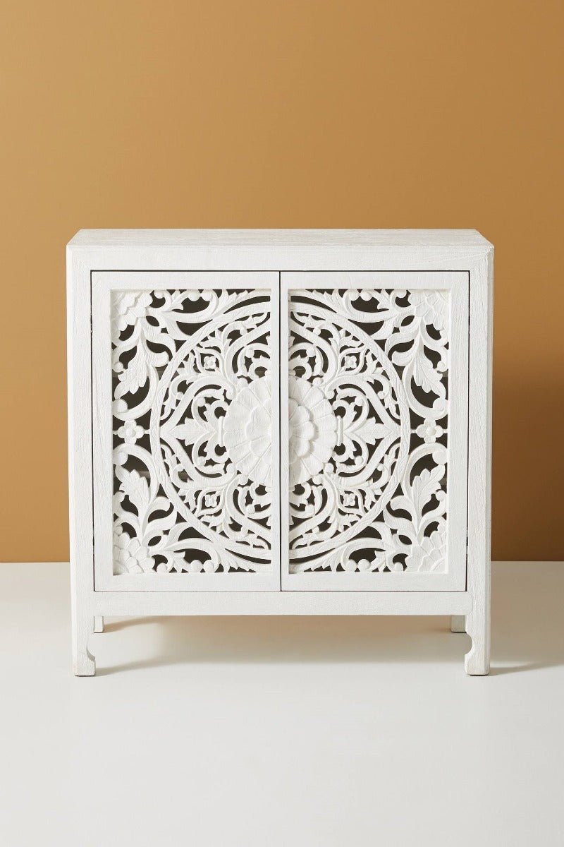 Lombok Hand carved Indian Style Entryway Cabinet / Hand Made Wooden Sideboard cabinet by Hibashi Furniture – handcrafted solid wood furniture made in India