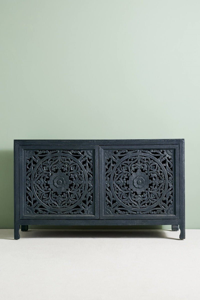 Lombok hand carved Wooden Sideboard Buffet Table by Hibashi Furniture – handcrafted solid wood furniture made in India