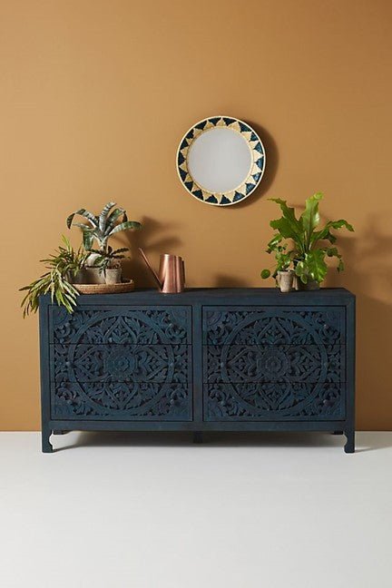 Lombok Hand Carved Wooden Six Drawer Dresser/ Hand Made wooden Dresser by Hibashi Furniture – handcrafted solid wood furniture made in India