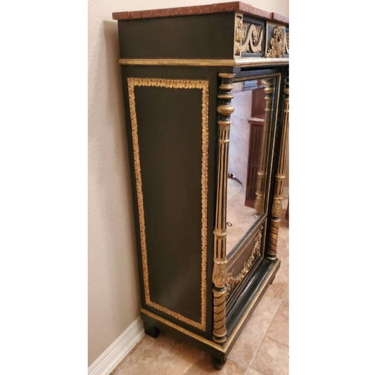 LUXY Hand Carved Magnificent Mirrored Cabinet – handcrafted solid wood furniture