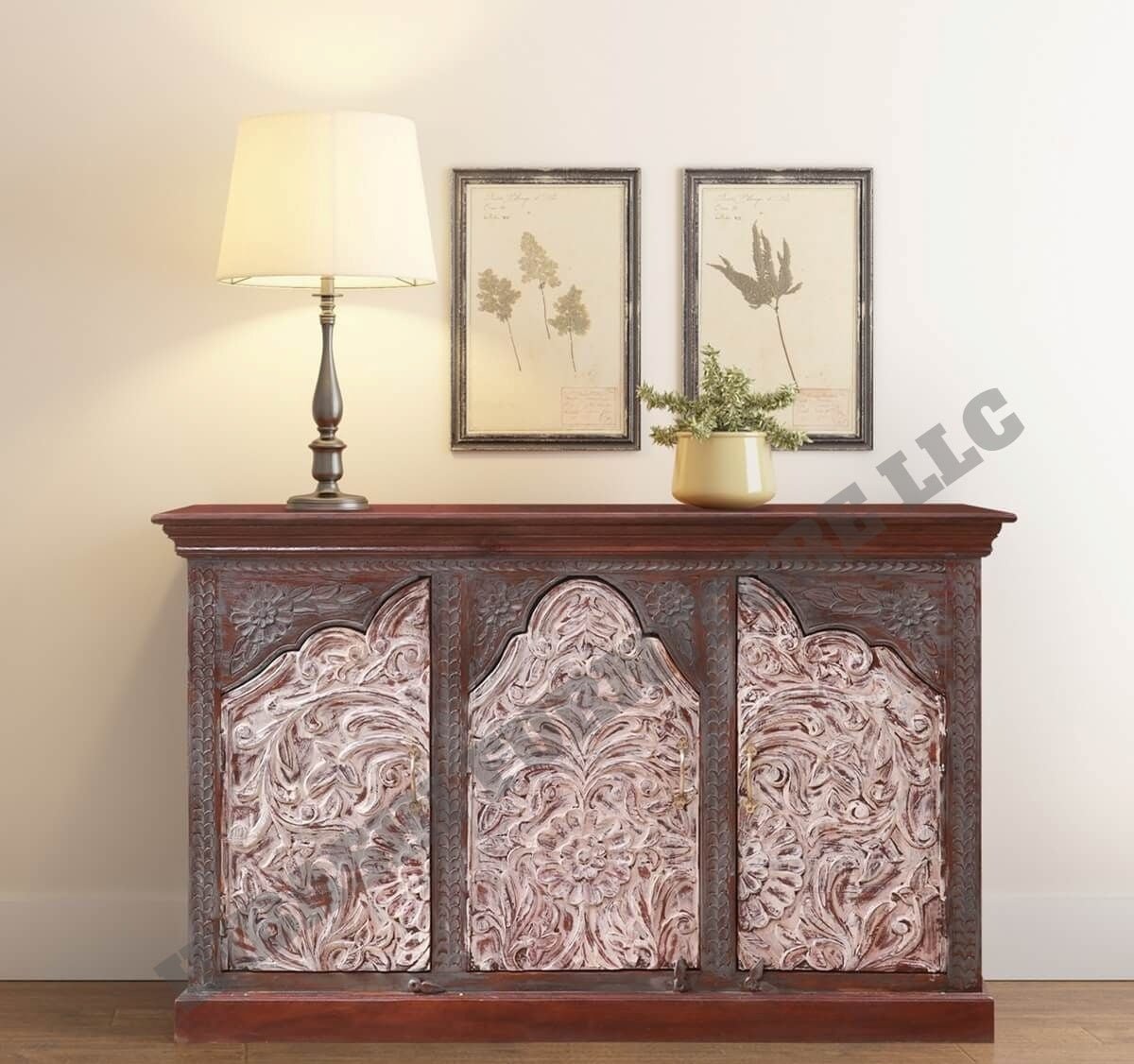 MABOLO Handcrafted 2 - Tone Mango Wood 3 - door Sideboard Cabinet – handcrafted solid wood furniture