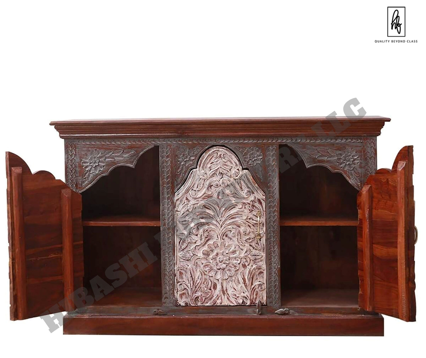 MABOLO Handcrafted 2 - Tone Mango Wood 3 - door Sideboard Cabinet – handcrafted solid wood furniture
