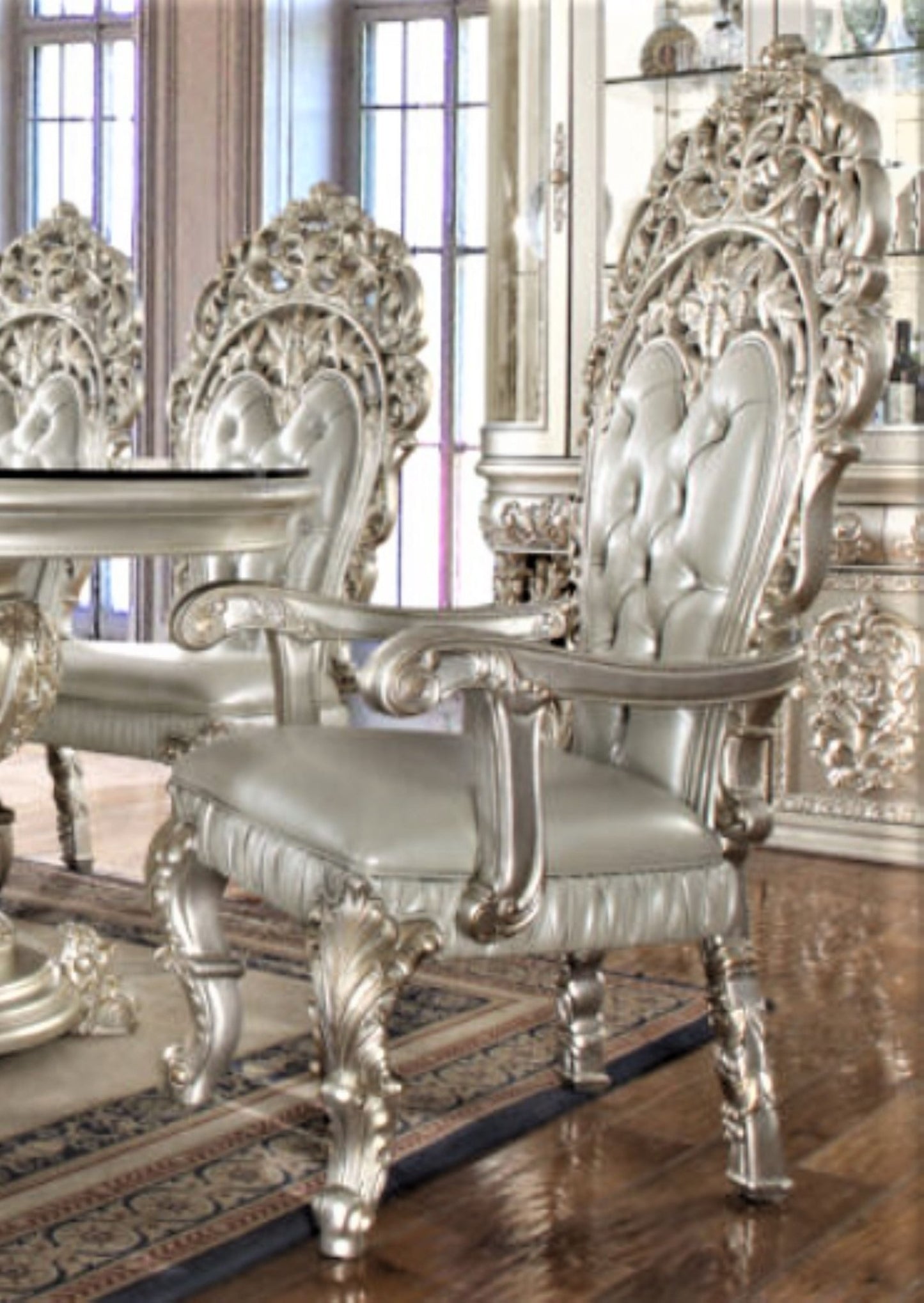 Magnisy Hand Carved European 8 Seater Dining Table Set by Hibashi Furniture – handcrafted solid wood furniture made in India