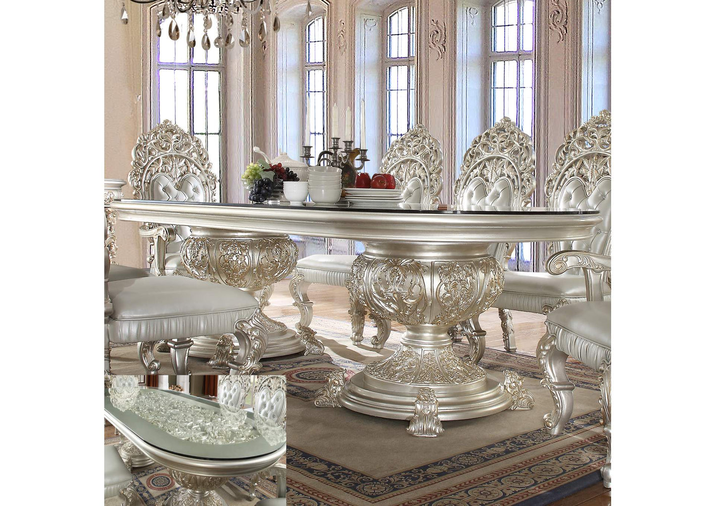 Magnisy Hand Carved European 8 Seater Dining Table Set by Hibashi Furniture – handcrafted solid wood furniture made in India