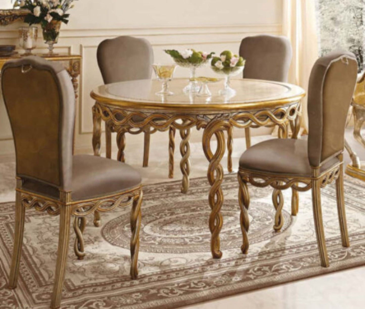 Majenta Hand Carved Luxury Dining Table Set by Hibashi Furniture – handcrafted solid wood furniture made in India