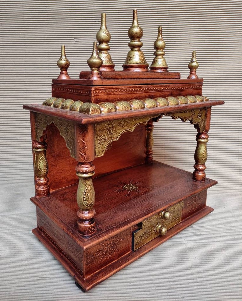 Mandla hand Carved Wooden Temple / Puja Ghar / Indian Temple by Hibashi Furniture – handcrafted solid wood furniture made in India