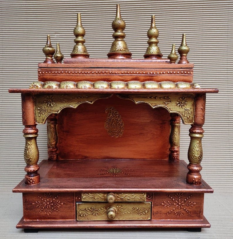 Mandla hand Carved Wooden Temple / Puja Ghar / Indian Temple by Hibashi Furniture – handcrafted solid wood furniture made in India
