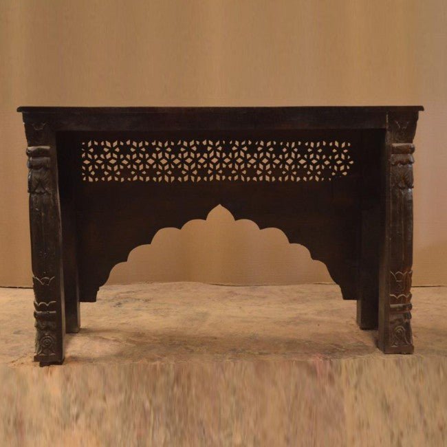 Mehrab Style Carved Hall Table by Hibashi Furniture – handcrafted solid wood furniture made in India