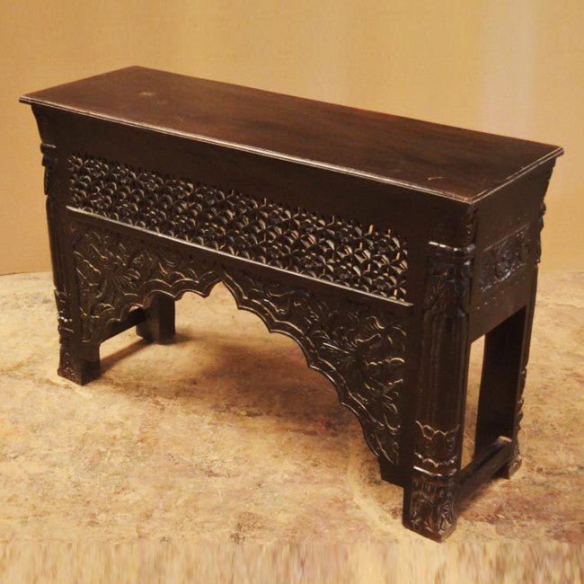 Mehrab Style Carved Hall Table by Hibashi Furniture – handcrafted solid wood furniture made in India