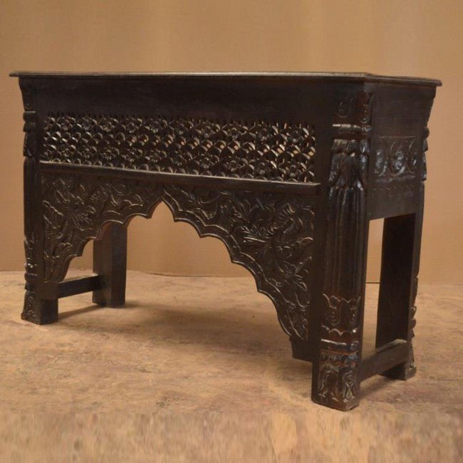 Mehrab Style Carved Hall Table by Hibashi Furniture – handcrafted solid wood furniture made in India