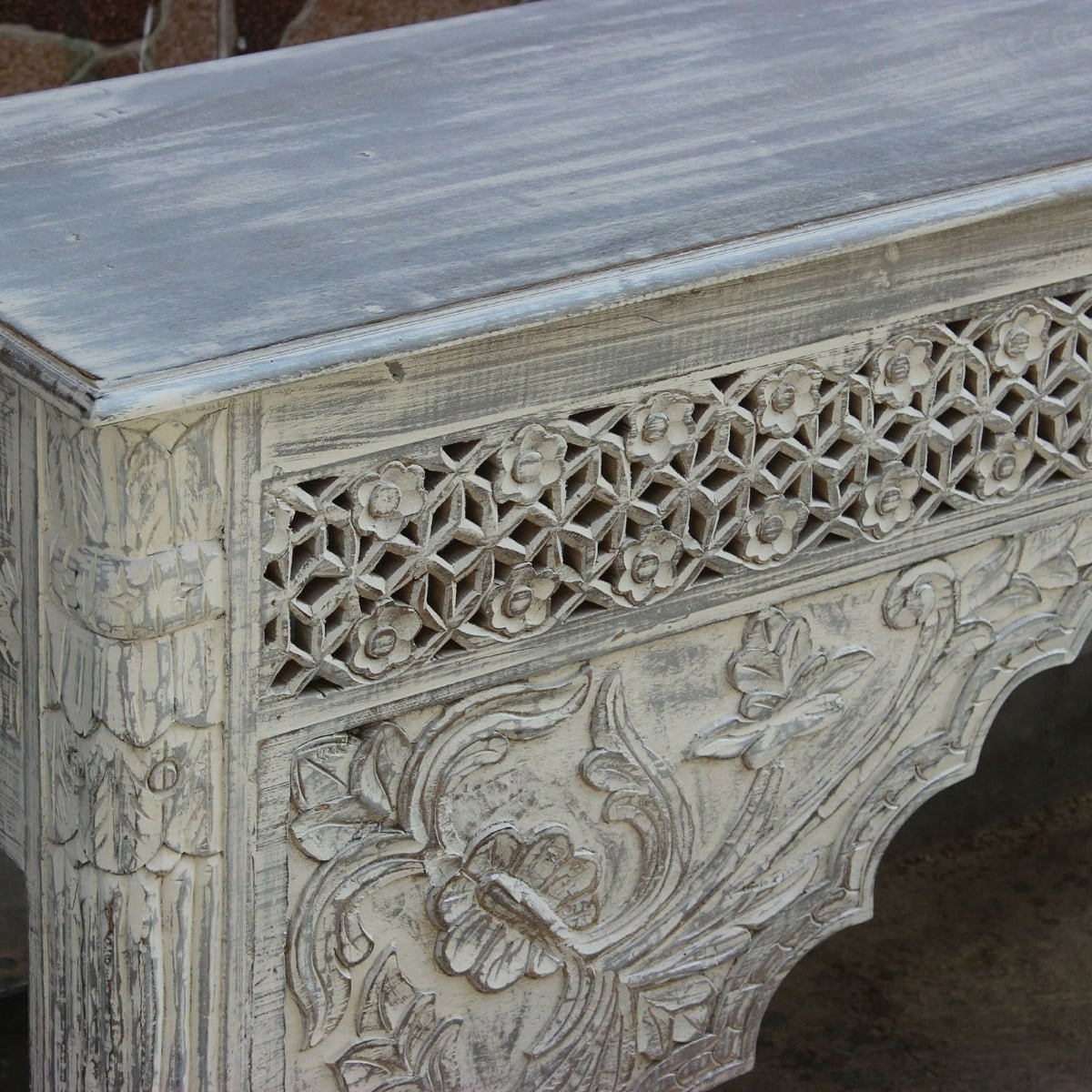 Mehrab Style Carved Hall Table by Hibashi Furniture – handcrafted solid wood furniture made in India