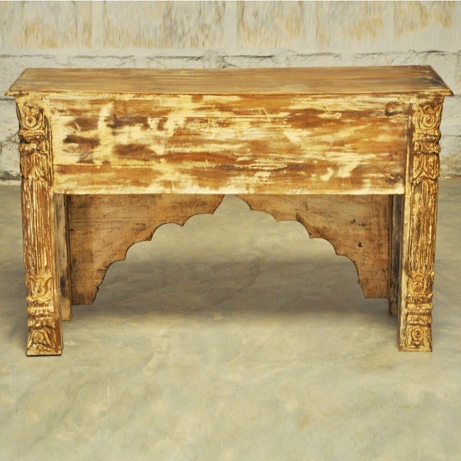 Mehrab Style Carved Hall Table with One Drawer by Hibashi Furniture – handcrafted solid wood furniture made in India