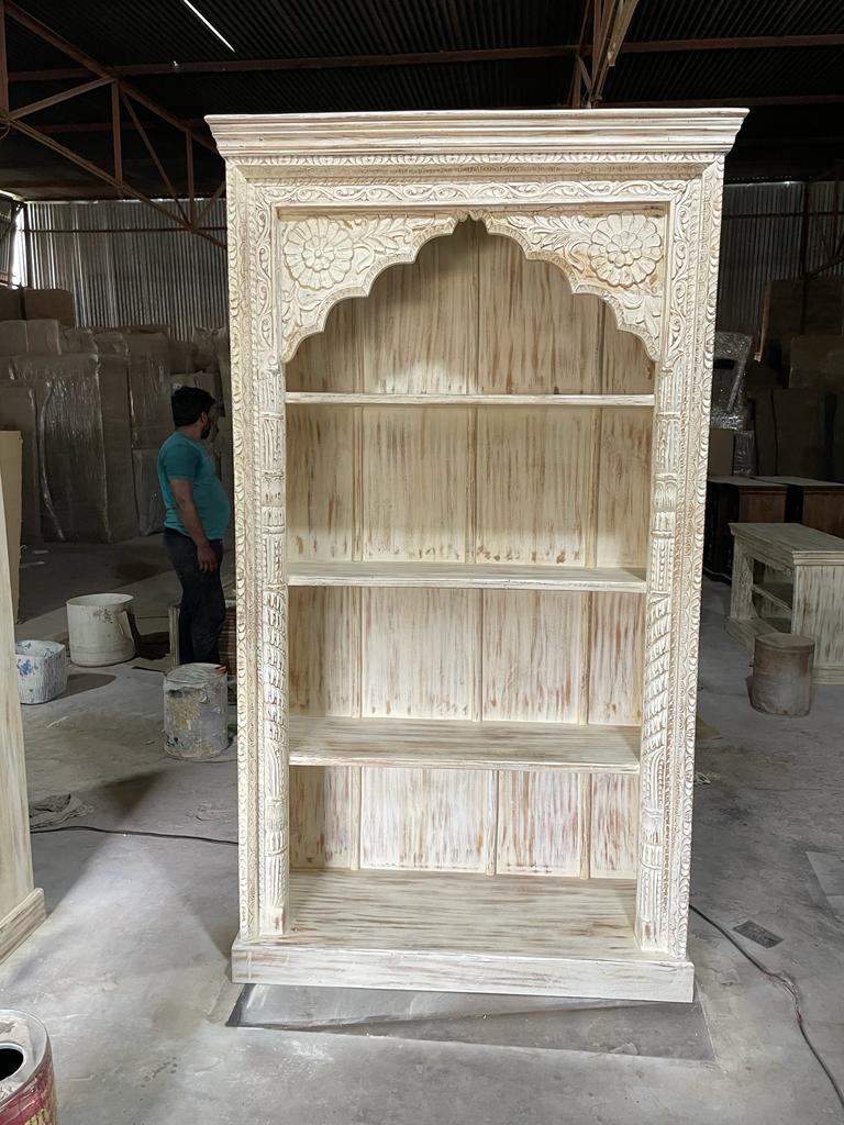 Mughal Style Indian Bookshelf by Hibashi Furniture – handcrafted solid wood furniture made in India