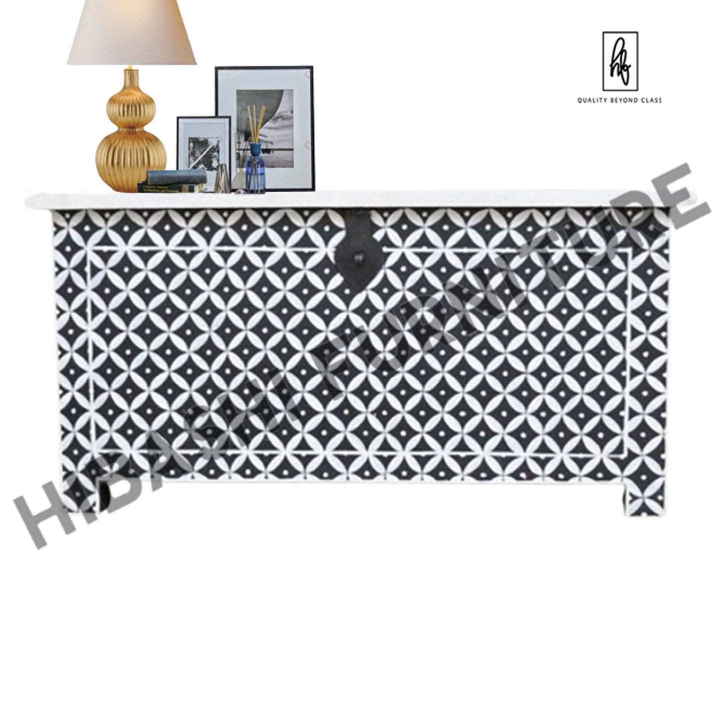 Pandora Bone Inlay Hand Painted Blanket Box – handcrafted solid wood furniture