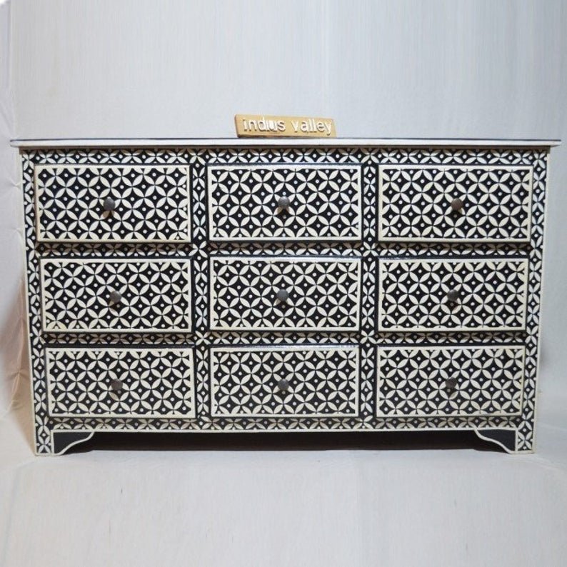 Pandora Bone Inlay Painted Chest of Drawers – handcrafted solid wood furniture