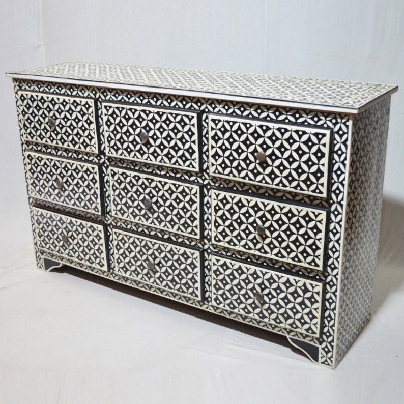 Pandora Bone Inlay Painted Chest of Drawers – handcrafted solid wood furniture
