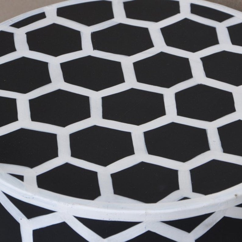 Pandora Hand Painted Bee Hive Round Lamp Table – handcrafted solid wood furniture