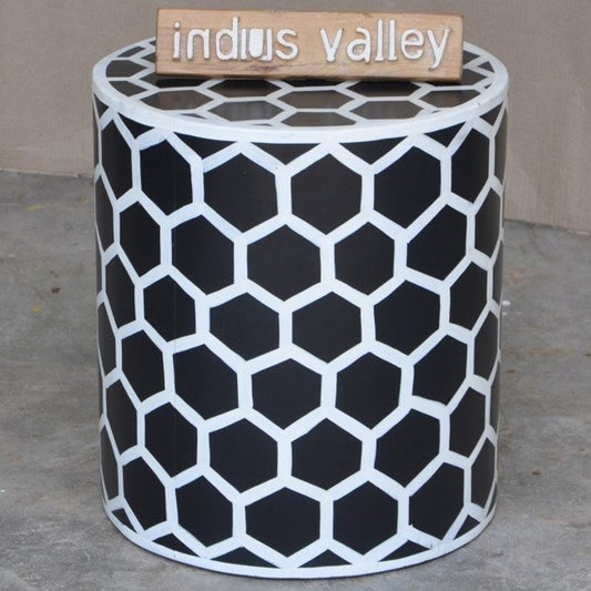 Pandora Hand Painted Bee Hive Round Lamp Table – handcrafted solid wood furniture