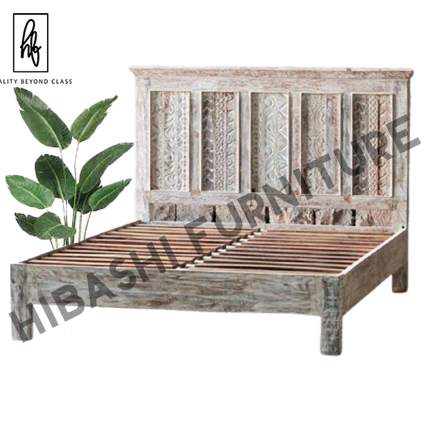 Rainbow Reclaimed Timber Carved Wooden Bed Frames – handcrafted solid wood furniture
