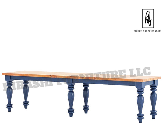 RECTO Blue Two - Tone Solid Wood Large Bench – handcrafted solid wood furniture