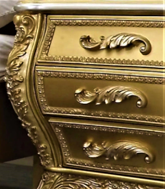 Reyna Metallic Antique Gold Traditional Night Stand – handcrafted solid wood furniture