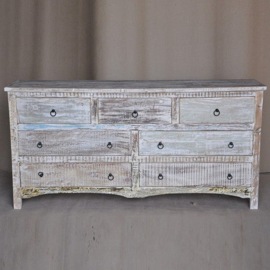RUSTICA WHITE CHEST OF 7 DRAWERS – handcrafted solid wood furniture