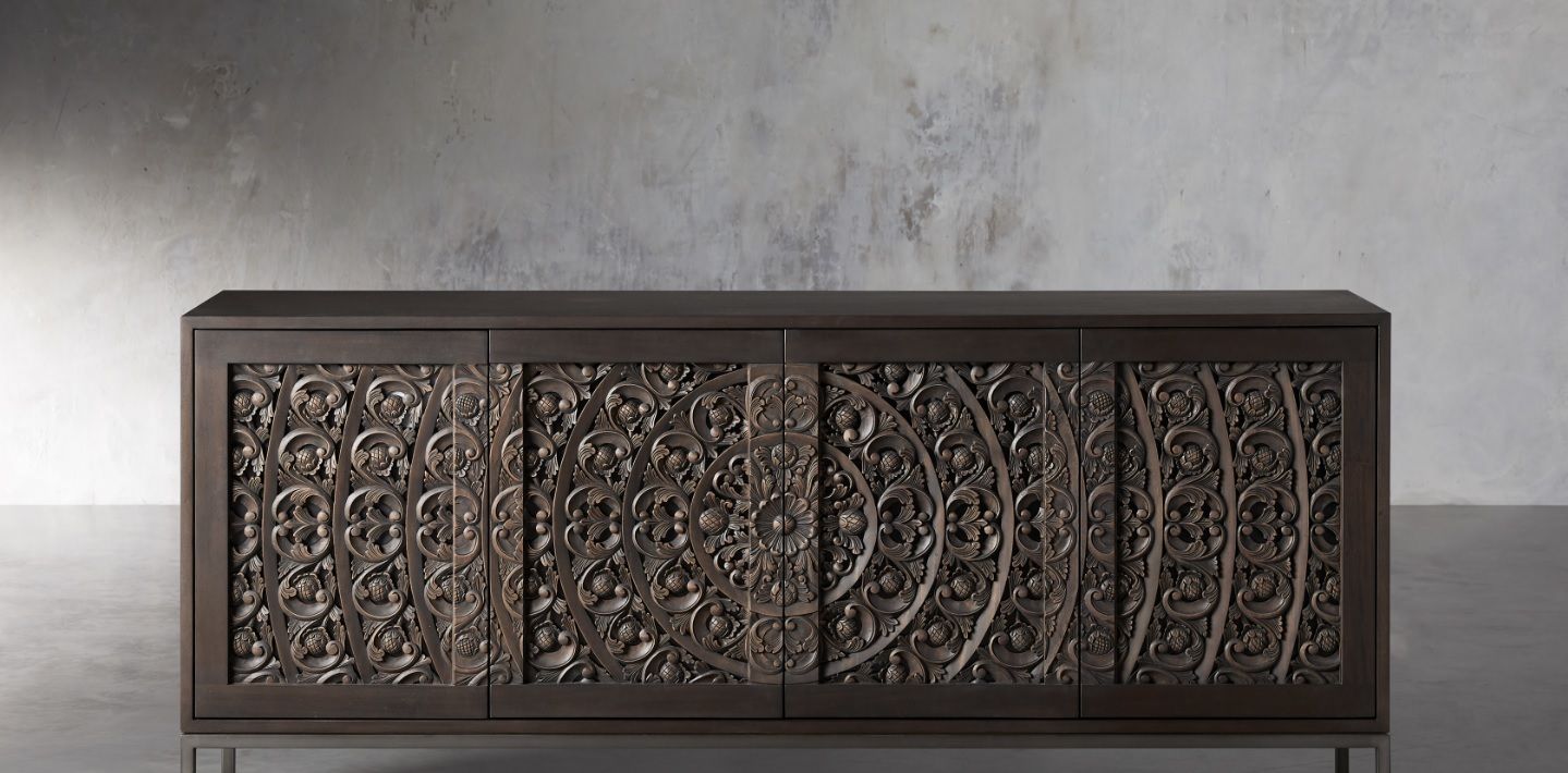 SEEF Hand Carved Media Console – handcrafted solid wood furniture