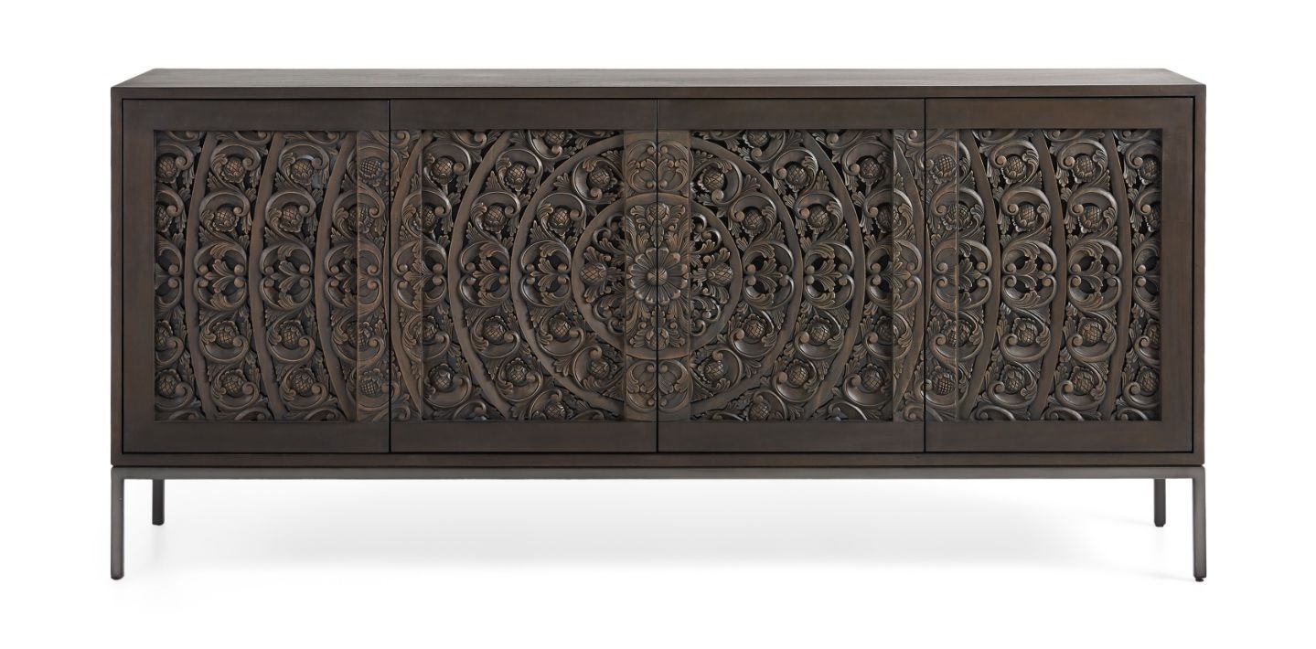 SEEF Hand Carved Media Console – handcrafted solid wood furniture